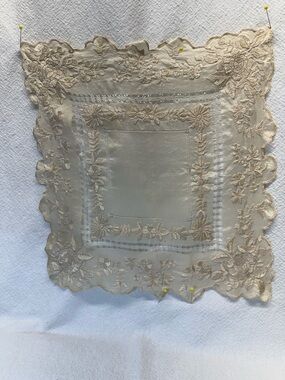 Vintage Wedding Hanky Intricate Floral Embroidery and Cut work Lace Insertion